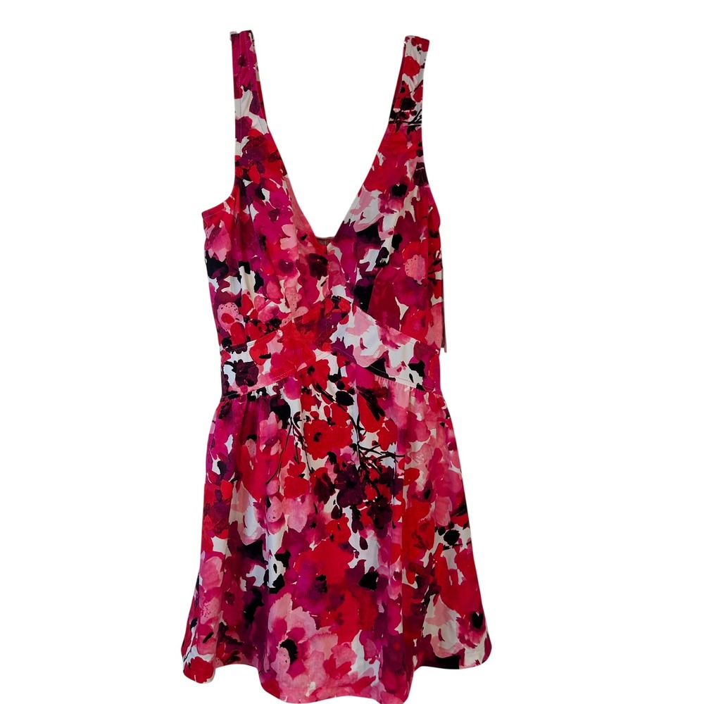 Maxine of Hollywood Swim Dress 16 Pink Floral Tummy Control Skirted NWT